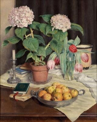 Still life with hydrangeas