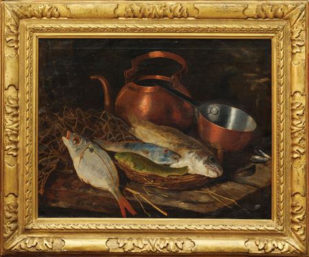 STILL LIFE – FISH IN THE KITCHEN by Aristide Bourel - Auction record, sale price, and art valuation. Compare with similar artists and explore comparable artworks.