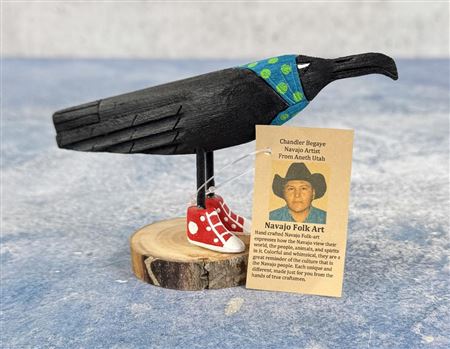 Navajo Folk Art Wood Carving Raven