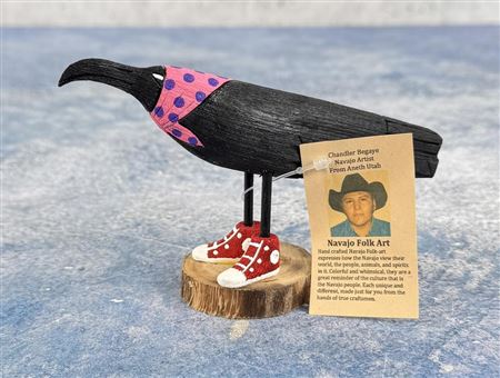 Folk Art Wood Carving Raven
