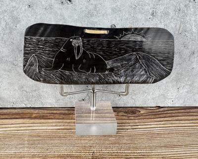 Alaskan Inuit Eskimo Scrimshaw Baleen Section