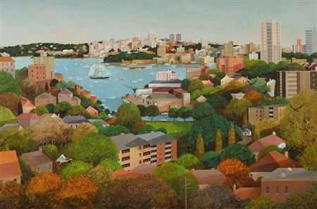 'Sunset Over Port Jackson' by Ric Elliott - Auction record, sale price, and art valuation. Compare with similar artists and explore comparable artworks.