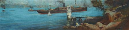 Steamer in the Harbour / Bradleys Head Light, Mosman.