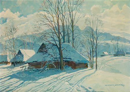 Winter landscape with a view of Giewont