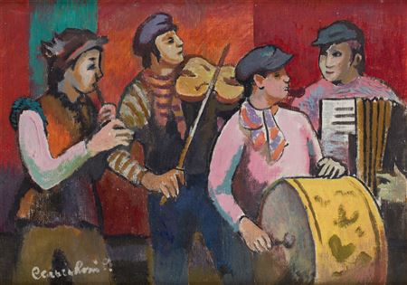 Village Musicians by Roman Selsky - Auction record, sale price, and art valuation. Compare with similar artists and explore comparable artworks.