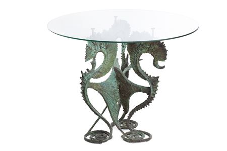 Author's table with seahorses