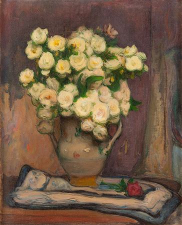 „Vase with white roses" by Wladyslaw Slewinsky - Auction record, sale price, and art valuation. Compare with similar artists and explore comparable artworks.