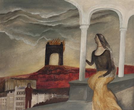 Sample artwork by Maria Anto (1936 - 2007), known for atmospheric, dreamy and disturbing landscape and interior scne - View similar artists and auction records