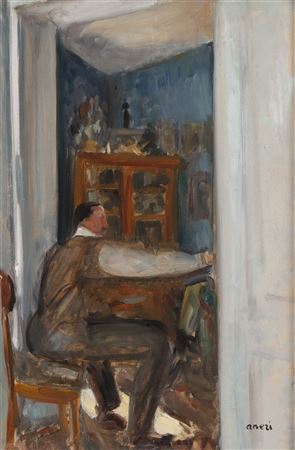 Wojciech Weiss Painting in the Living Room, circa ca. 1920