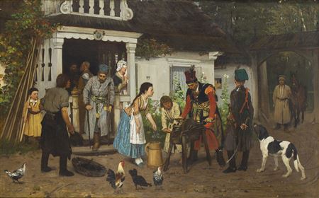 Sample artwork by Antoni Kozakiewicz (1841 - 1929), known for portraits, genre scenes, rural motifs, historical scenes, depictions of hunting - View similar artists and auction records