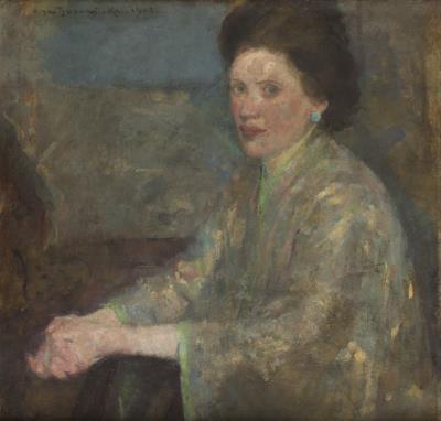 Dream (Portrait of a young woman in a blue kimono) by Olga Boznanska - Auction record, sale price, and art valuation. Compare with similar artists and explore comparable artworks.