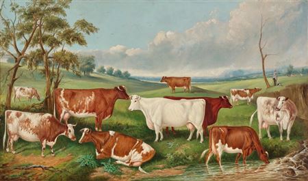 Mr Henry Stevenson's herd, Niddrie, Essendon, 1874