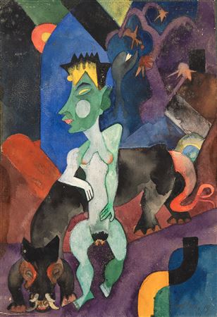 Untitled (Female Figure with Mythical Creature)