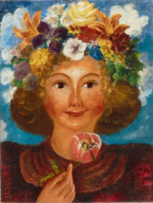 Untitled (Mädchenbildnis mit Blumenkranz)