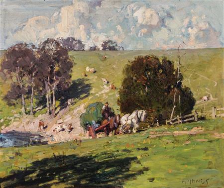 Landscape with Hay Wagon c1915