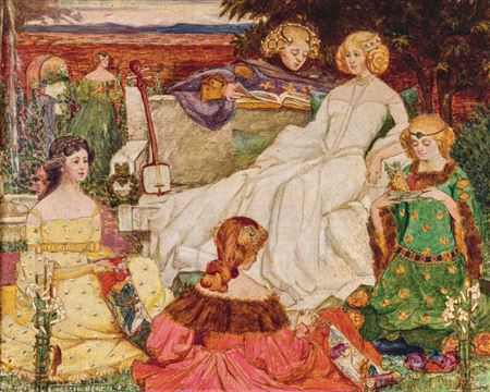 Queen Rose in her Rosebud Garden of Girls by Portia Geach - Auction record, sale price, and art valuation. Compare with similar artists and explore comparable artworks.