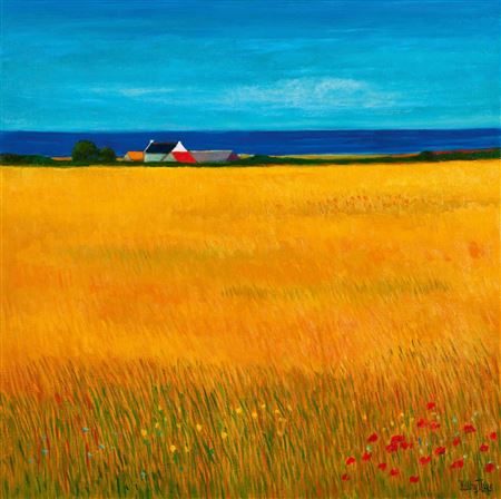 Sample artwork by Susy Kathy Thys (Born 1936), known for wide landscapes, figurative compositions, floral and architectural pieces in strong colors. - View similar artists and auction records