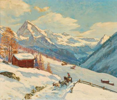 Sample artwork by Henri Edouard Huguenin-Virchaux (1878 - 1958), known for figure and landscape painting - View similar artists and auction records