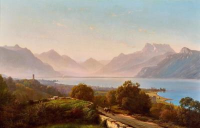 View of Lake Geneva and Vevey by Jean-Philippe George-Julliard - Auction record, sale price, and art valuation. Compare with similar artists and explore comparable artworks.