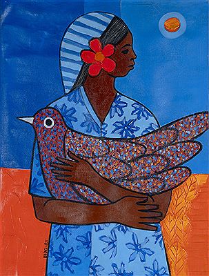 Sample artwork by Candido Bido (1936 - 2011), known for abstract mixed-media portrait, figure and animal mask painting - View similar artists and auction records