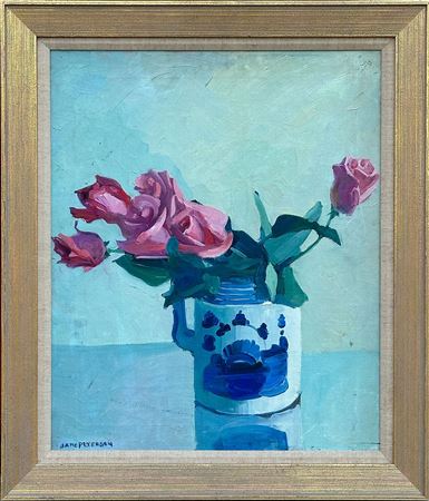 Still Life of Roses in a Delft Vase