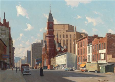Looking Down 6th Avenue Toward the Jefferson Market Library Building