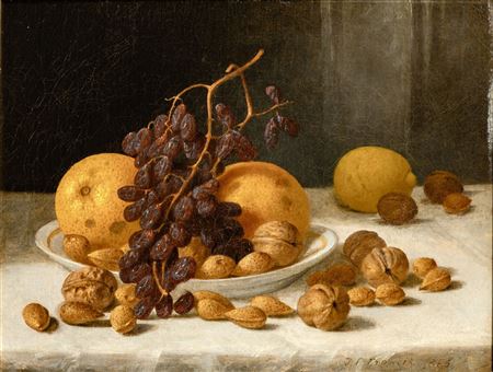 Still Life with Raisins, Nuts, and Oranges, 1866