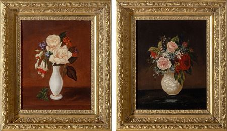 Still Lifes of Roses: a pair