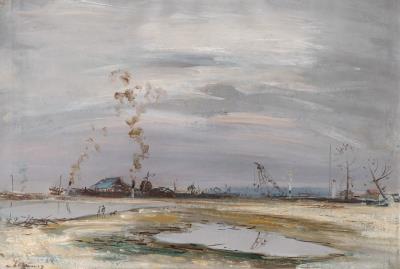 Travaux dans le Port, Honfleur, 1949