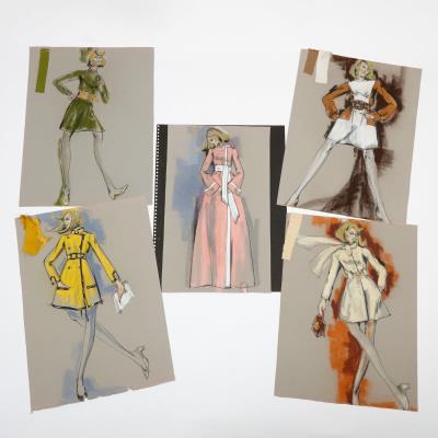 Five Edith Head costume designs for Colossus: The Forbin Project