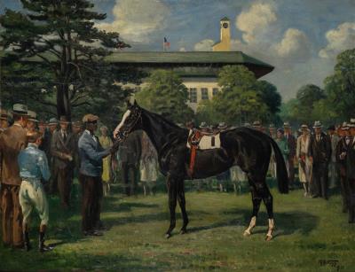 Winner's Circle (The Paddock at Saratoga with Top Flight and Trainer), 1931