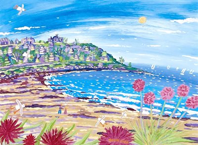 Sea Pinks and Sunshine, Castle Beach