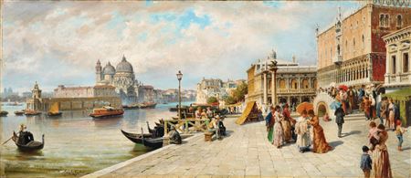 Venice, a View of the Riva degli Schiavoni with the Doge’s Palace, the Piazzetta and Santa Maria della Salute in the Background by Ercole Calvi - Auction record, sale price, and art valuation. Compare with similar artists and explore comparable artworks.