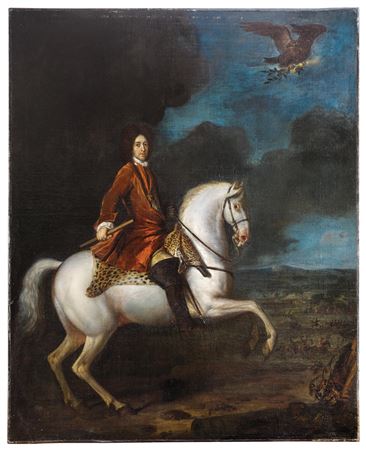 Equestrian portrait of Prince Eugene of Savoy (1663–1736), wearing the Order of the Golden Fleece and holding a baton by Carel de Moor - Auction record, sale price, and art valuation. Compare with similar artists and explore comparable artworks.