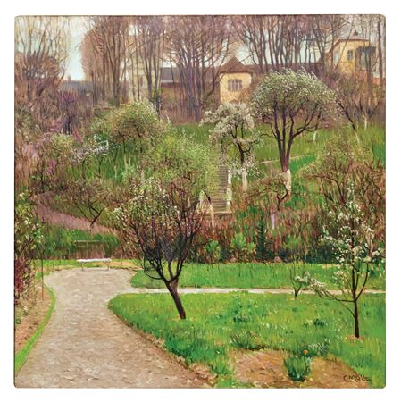 Garden in Döbling, Vienna by Carl Moll - Auction record, sale price, and art valuation. Compare with similar artists and explore comparable artworks.