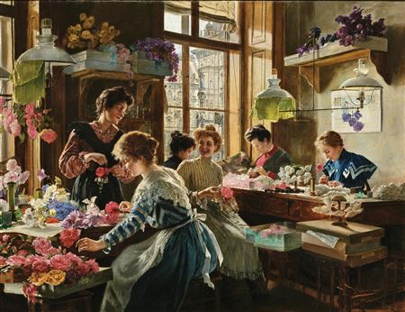 The Flower Makers by Johann Hamza - Auction record, sale price, and art valuation. Compare with similar artists and explore comparable artworks.