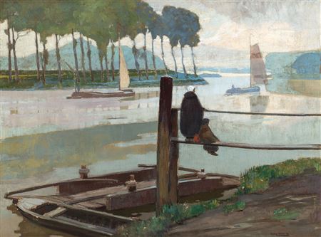 View of the river Scheldt, at the crossing