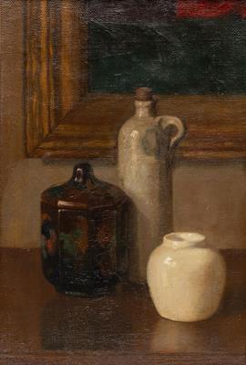 Still life with lidded box, gin jar and vase for a painting canvas by Hendrikus Ykelenstam - Auction record, sale price, and art valuation. Compare with similar artists and explore comparable artworks.