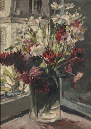 Vase of flowers by the window