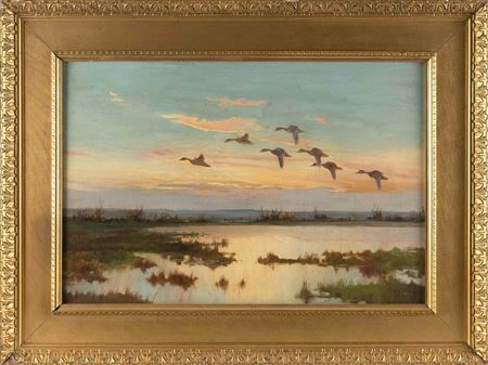 Mallards in flight.
