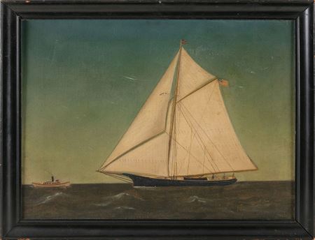 Portrait of an American sailing yacht.