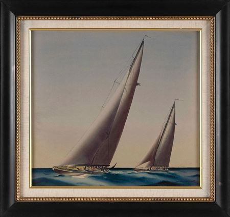 Yacht racing scene.