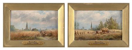 Two harvest scenes.