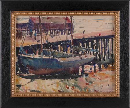 Boat at a pier, possibly Provincetown, Massachusetts.