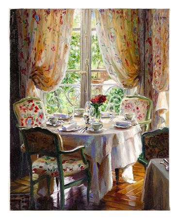 "Tea Overlooking the Garden, Provence"