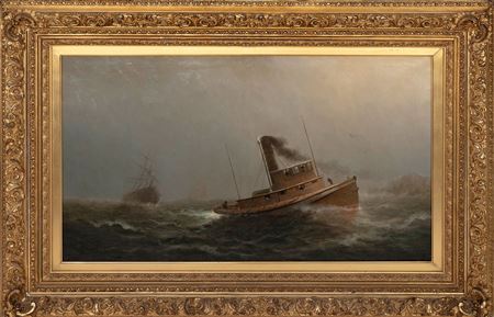 Tugboat towing a stranded vessel.
