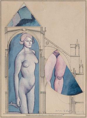 Collage with female nude