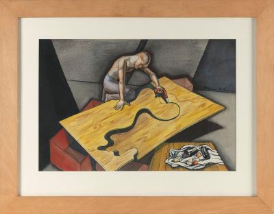 Figure with saw