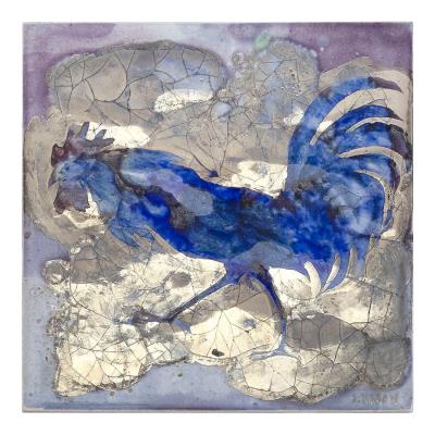 A blue rooster