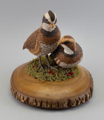 Bobwhite Quail Pair Carving